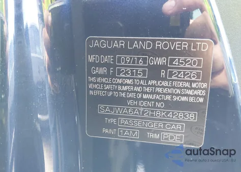 2017 Jaguar F-Type Premium from USA, damaged, VIN SAJWA6AT2H8K42838